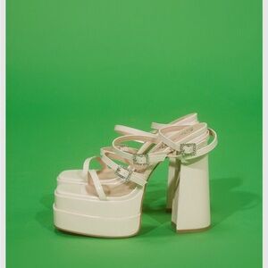 Rhinestone Buckle Platform Heals
